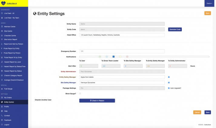  Entity Settings Page 